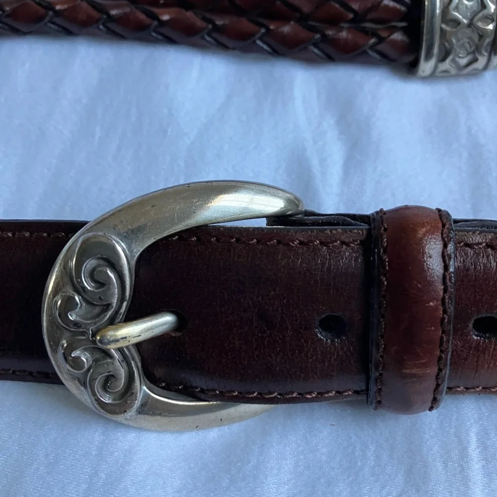 FOSSIL  Western Braided Classic Brown Leather Belt